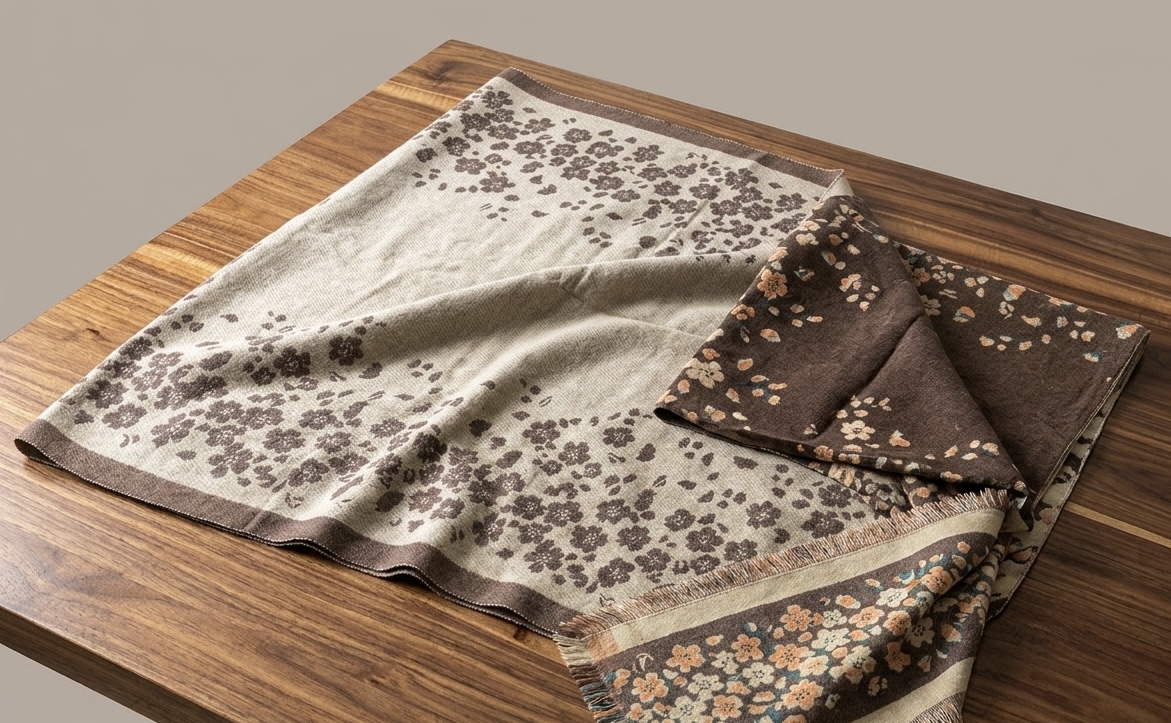REVERSIBLE FLORAL JACQUARD PASHMINA SCARF