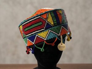 TRADITIONAL AFRICAN BEADED CROWN HAT