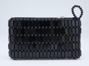 Black Handcrafted Beaded Wristlet Bag