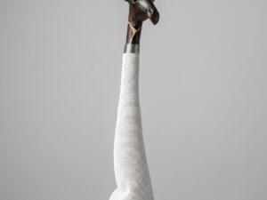 HANDCRAFTED BEADED WOODEN GIRAFFE STATUE